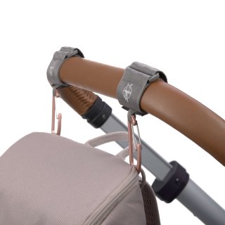 Stroller Hooks with Carabiner 2-Pack Grey