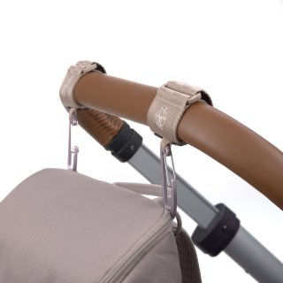 Stroller Hooks with Carabiner 2-Pack Beige
