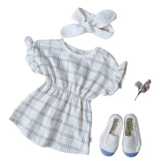 My little Cozmo Baby Dress Plaid Crepe Ivory 3M