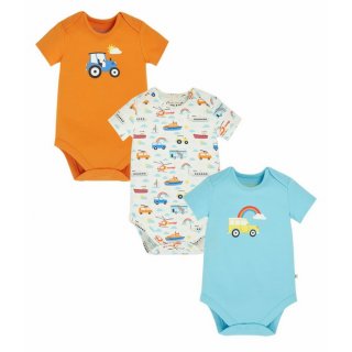 Frugi Super Special 3 Pack Body White Land Sea/Sky/Orange 6-12M