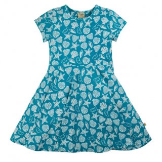 Frugi Spring Skater Dress Camper Blue Seashells 3-6M