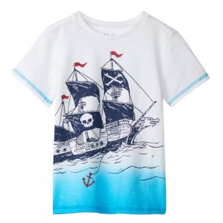 Hatley T-Shirt Pirate Ship Graphic Tee Wei/Blau  2Y