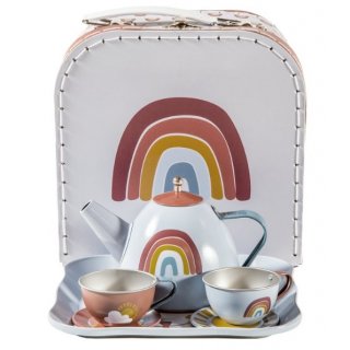 Tee-Set in Koffer Regenbogen