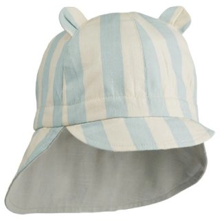 Liewood Gorm Reversible Sun Hat Stripe Sea Blue / Sandy 0-3M