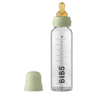 BIBS Baby Glasflasche 225ml komplettes Set Sage Grün