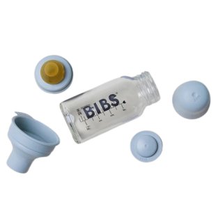BIBS Baby Glasflasche 110ml komplettes Set Sage Grün