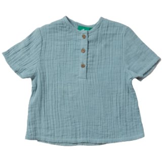 Little Green Radicals Sky Blue Muslin Loose Short Sleeve Top 7-8Y