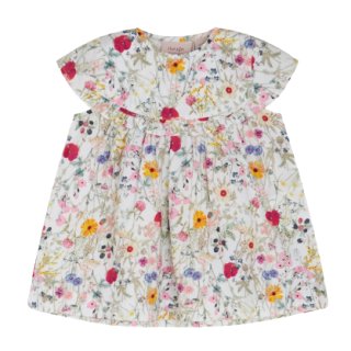 NoaNoa Baby Dress Short Sleeve Knee Length Blumen/ Weis 3M