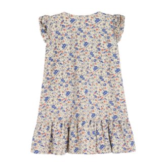 NoaNoa Dress Short Sleeve Knee Length Beige Blumen Blau 3Y