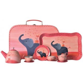 Koffer-Tee-Set Zinn Elefant