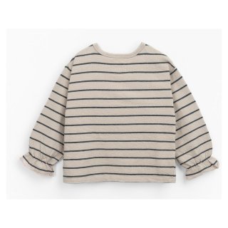 Play Up Striped Jersey Langarm T- Shirt Beige/Schwarz 6M