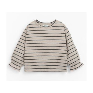 Play Up Striped Jersey Langarm T- Shirt Beige/Schwarz 9M
