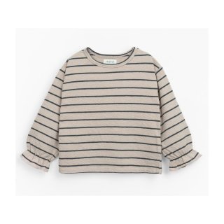 Play Up Striped Jersey Langarm T- Shirt Beige/Schwarz 24M