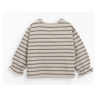 Play Up Striped Jersey Langarm T- Shirt Beige/Schwarz 24M