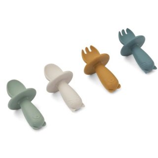 Avril Baby Cutlery 4-pack Faune Green Multi Mix