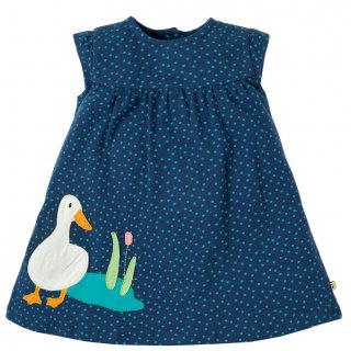 Frugi Little Lola Dress  Marine Blue Scatter Spot/Duck 0-3M