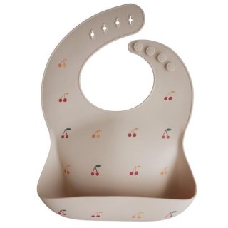 Silicone Bib Beige Cherries