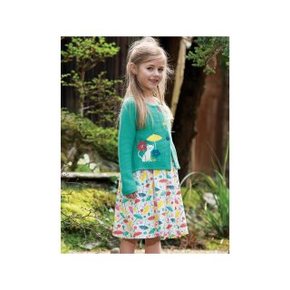 Frugi Annie Applique Cardigan Pacific Aqua Cat Kids