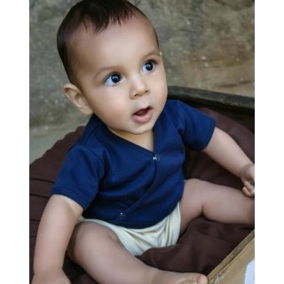 Lovedbaby Organic Short-Sleeve Kimono Bodysuit Navy NB