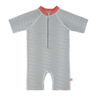 LSF Short Sleeve Sunsuit Striped coral