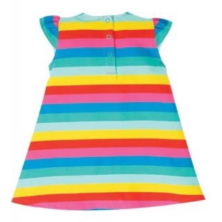 Frugi Little Lola Dress Flamingo Multi Stripe/Unicorn 3-6M