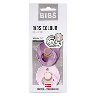 BIBS 2er Pack Schnuller Natural Rubber  Lavender/Pink Gr.2 (6-18M)