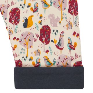 Sense Organics Dolores Baby Reversible Shirt Long Sleeve, Navy + Birds/Girls Forest