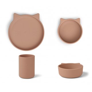 Geschirrset Silikon Junior Cat dark rose