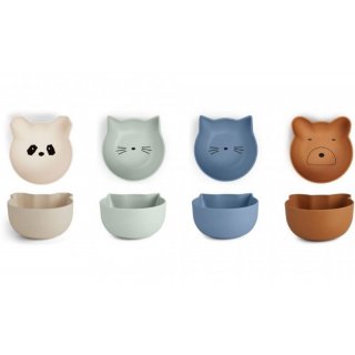 Snack Bowls Bamboo 4-Pack blue mix