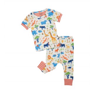 Hatley Wild Safari Organic Cotton Baby Short Sleeve Pajama Set 3M-6M