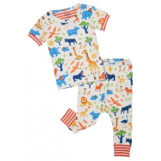 Hatley Wild Safari Organic Cotton Baby Short Sleeve Pajama Set 3M-6M