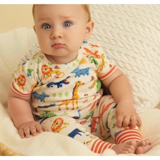 Hatley Wild Safari Organic Cotton Baby Short Sleeve Pajama Set 9M-12M