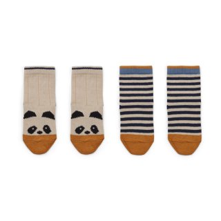 Cotton Socks Silas 2-Pack Panda / Stripe ecru