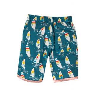 Frugi Reuben Reversible Shorts Steely Blue Ride The Waves 5-6Y
