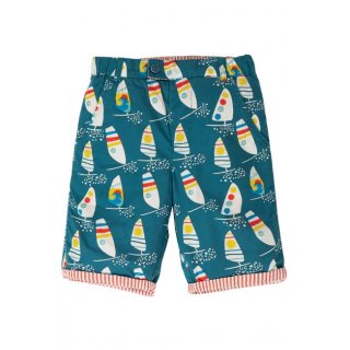 Frugi Reuben Reversible Shorts Steely Blue Ride The Waves 5-6Y