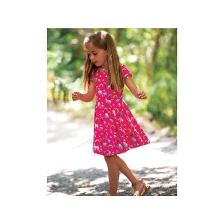 Frugi Spring Skater Dress Deep Pink Rainbow Walks 0-3M