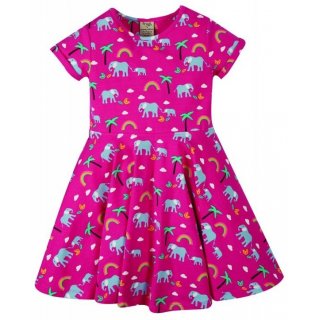 Frugi Spring Skater Dress Deep Pink Rainbow Walks 0-3M