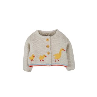 Frugi Cut as a button Knitted Cardigan grey marl/duck Tiny Baby