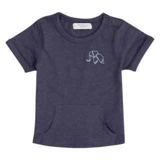 Sense Organics TAMO Baby Shirt Shortsleeve Navy + Elephant Embroidery