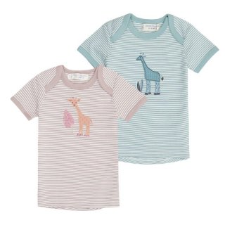 Sense Organics Tilly Baby Shirt Light Teal Stripes + Giraffe