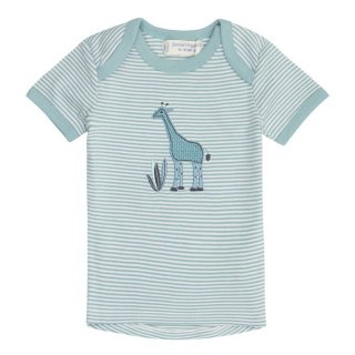 Sense Organics Tilly Baby Shirt Light Teal Stripes + Giraffe 9M