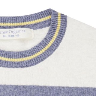 Sense Organics Knitted Sweater Ivory + Blue Stripes 