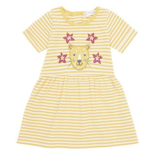 Sense Organics Baby Dress Yellow Stripes + Leopard  0 M