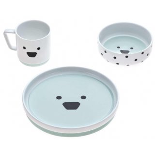 Dish Set Porcelain/Silicone Little Chums Dog 