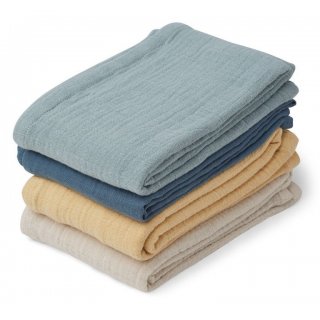 Muslin Cloth Leon 4-Pack Blue Mix