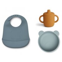Silicone Baby Dining Set Blue Mix 
